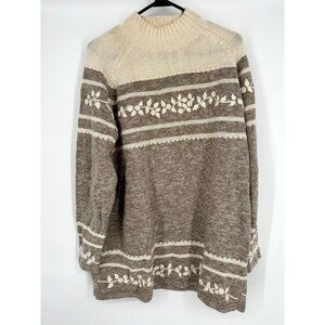 Northern Reflections Sweater Vintage 90's Cream and brown long sleeve Size Large